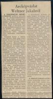 "Az arc a lélek tükre" - Weltner Jakab (1873-1936) szociáldemokrata politikusról készült g...