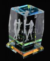 3D gravírozott üveg, ikrek (gemini) motívummal az üveg belsejében) m: 6,5 cm