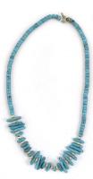 Türkiz nyaklánc, összekötő elemekkel, h. 48 cm
