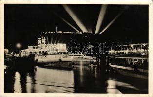 1938 Budapest, XXXIV. Nemzetközi Eucharisztikus Kongresszus, Dunai hajókörmenet este / 34th International Eucharistic Congress, boat procession at night
