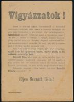 cca 1910 Éljen Bernáth Béla! - szavazási röplap
