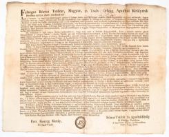 1801 Őfelsége nevében kiadott rendelkezés a szökött katonák kegyelemben való részesítésének ügyében