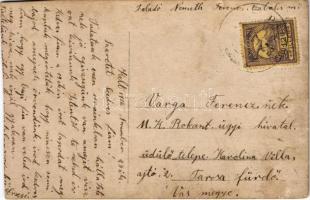 1916 Szerencs (?), utca, ház, kutya. photo  (Rb)