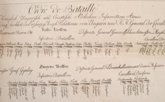 1797 A magyar királyi és horvát nemesi felkelésből álló  hadsereg hadrendje, német nyelven, 2 db lap...