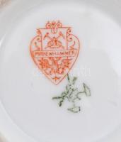 3 darabos Pirkenhammer teás készlet: Kiöntő, cukortartó, csésze aljjal, jelzett, apró kopásnyomokkal