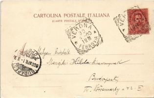 1900 Verona, Piazza Vitt. Eman. / square, horse-drawn tram. G. Modiano e C. 1852. (EK)