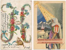 13 db RÉGI motívum képeslap: üdvözlő / 13 pre-1945 motive postcards: greeting