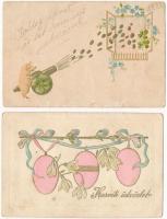 13 db RÉGI motívum képeslap: üdvözlő /  13 pre-1945 motive postcards: greeting