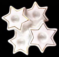 Csillagos mázas kerámia gyertyatartó, kis kopásnyomokkal, 16×16 cm