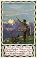 1911 Als ich sah die Alpen wieder glühn... / German patriotic art postcard s: E. Kutzer (EK)