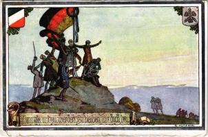 1912 Wenn alle untreu werden so bleiben wir doch treu / German patriotic art postcard, German flag s: E. Kutzer (EK)