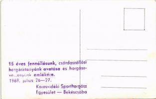 1969 Békéscsaba, Körösvidéki Sporthorgász Egyesület csárdaszállási horgásztanyája. 15 éves fennálás ...