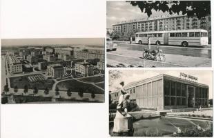 Dunaújváros, Dunapentele, Sztálinváros; 6 db modern képeslap (Dózsa Filmszínház, utca és autóbusz, B...