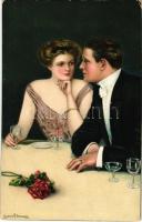 Romantic couple art postcard s: Clarence F. Underwood (EK)