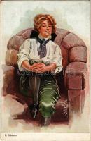 1921 Interessant / Lady art postcard s: F. Schlemo (Rb)