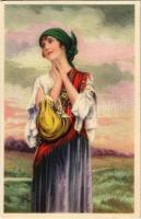 Lady art postcard. Amag O. 18.
