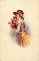 1922 Lady art postcard. Amag No. O. 32. (EB)