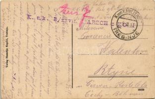 1917 Trebinje, Police / riverbank. Verlag Hamdija Kopcic + "K.u.K. 3/XXVII. MARSCH-KOMP" (...