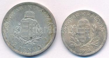 1936. 2P Ag "Liszt Ferenc" + 1939. 1P Ag T:1-,2 Adamo P6, P7.3