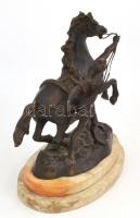 Kolozsváry jelzéssel: Lófékező. Bronz, márvány talapzaton, m: 25 cm, h: 27 cm