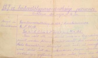 1916 M. kir. 5. honvéd lovashadosztály 127. sz. hadosztályparancsnoksági parancs, kézzel írt, br. Ap...