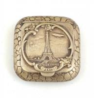 Párizs- Eiffel-torony, fém tükrös szelence, jó állapotban, 4,5×4,5 cm