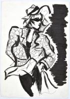 Jelzés nélkül: Divathölgy. Tus, papír, 29,5x21 cm