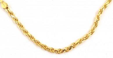 Aranyozott ezüst(Ag) csavart nyaklánc, jelzett, h: 42 cm, nettó: 15,5 g