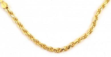 Aranyozott ezüst(Ag) csavart nyaklánc, jelzett, h: 42 cm, nettó: 15,5 g