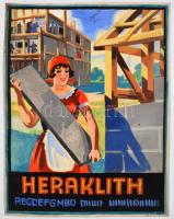 Gönczi-Gebhardt Tibor (1902-1994): Heraklith, plakátterv, vegyes technika, papír, jelzett, hátoldalán Globus nyomda pecsétjével, 28×22 cm