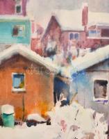 Lovaghy István (1898-?): Pittsburghi házak. Akvarell, papír. Jelzett és datált (966. II.).30x22,5 cm