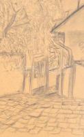 Papp Gabriella (?-?): Szentendre. Ceruza, papír, papírra kasírozva. Jelzett és datált ('85), há...
