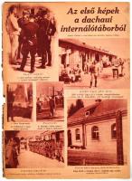 cca 1945 Az első képek a dachaui internálótáborból, újságkivágás a Pesti Naplóból, kis szakadással, 24,5x34,5 cm
