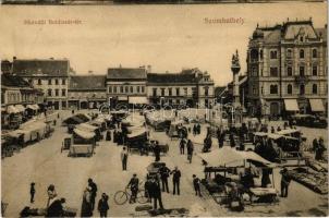 Szombathely, Horváth Boldizsár tér, piac, Szentháromság szobor, Götzl József üzlete (EK)