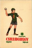 1920-1940 Csillaghegy. cserkésztábor művészlap / Hungarian boy scout art postcard, scout camp. artist signed (EK)