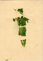 Kézzel rajzolt és festett cserkész művészlap. Diósgyőri Papírgyár / Hungarian hand-drawn and hand-painted boy scout art postcard (non PC) (fl)