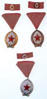 1985. "Munka Érdemrend" arany, ezüst és bronz fokozata (3xklf) zománcozott kitüntetések, szalagsávval T:2