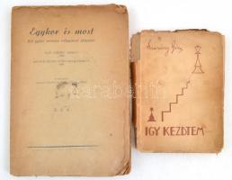 2 db sakk témájú könyv. Maróczy Géza: Így kezdtem. Maróczy Géza visszaemlékezései sakkmesteri pályafutásának kezdetére. Budapest, 1942, Légrády Testvérek Rt., 192 p. A szerző által dedikált! Kiadói papírkötés, számos szöveg közti ábrával illusztrálva, hiányos gerinccel, elváló kötéssel. 201, nagyrészt ismeretlen Maróczy játszma az 1891-1900. évekből. + Barcza Gedeon, Chalupetzky Ferenc (szerk.) : Egykor és most. Két győri verseny válogatott játszmái. Első Nemzeti Verseny 1906, Regőczi Exner Győző-Emlékverseny 1946. Kiadói papírkötés, foltos borítóval, hiányos gerinccel. Címlapon intézményi bélyegzővel, ajándékozási sorokkal.