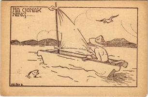 Ha csónak nincs... A Magyar Cserkész kiadása / Hungarian boy scout art postcard s: Velősy B. (EM)