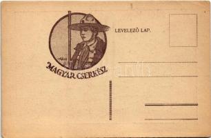 Ha csónak nincs... A Magyar Cserkész kiadása / Hungarian boy scout art postcard s: Velősy B. (EM)