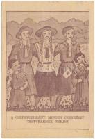 1948 A cserkészleány minden cserkészt testvérének tekint. A Magyar Cserkészleány Szövetség kiadása / Hungarian girl scout art postcard s: M. Geőcze E. (fa)