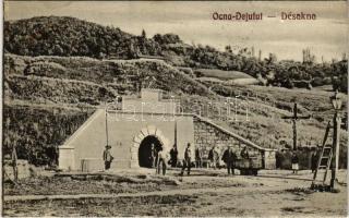 1931 Désakna, Ocna Dejului; Sóbánya, Lajos tárna, bányászok, csille, létra, iparvasút / salt mine, mine cart, miners, ladder, industrial railway