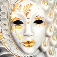 Festett kerámia velencei maszk, kis kopásnyomokkal, 44×32 cm