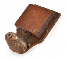 Antik fali telefon hívó csengő, kopottas, rozsdás állapotban, 17x10 cm