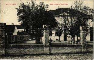 1912 Sepsiszentgyörgy, Sfantu Gheorghe; állami elemi iskola, Tűzjelző állomás tábla / school