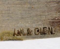 Antik evőeszközök: 4 db kés, jelzett + 1 db kanál + 1 db cukorcsipesz