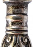 Antik evőeszközök: 4 db kés, jelzett + 1 db kanál + 1 db cukorcsipesz