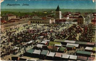 1916 Nagyszalonta, Salonta; látkép, piac, zsinagóga / general view, market, synagogue (kopott sarkak / worn corners)