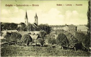 1928 Szászváros, Broos, Orastie; Vedere / látkép, zsinagóga / general view, synagogue