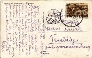 1938 Kassa, Kosice; Fő utca télen / main street in winter + "1938 Kassa visszatért" So. St...